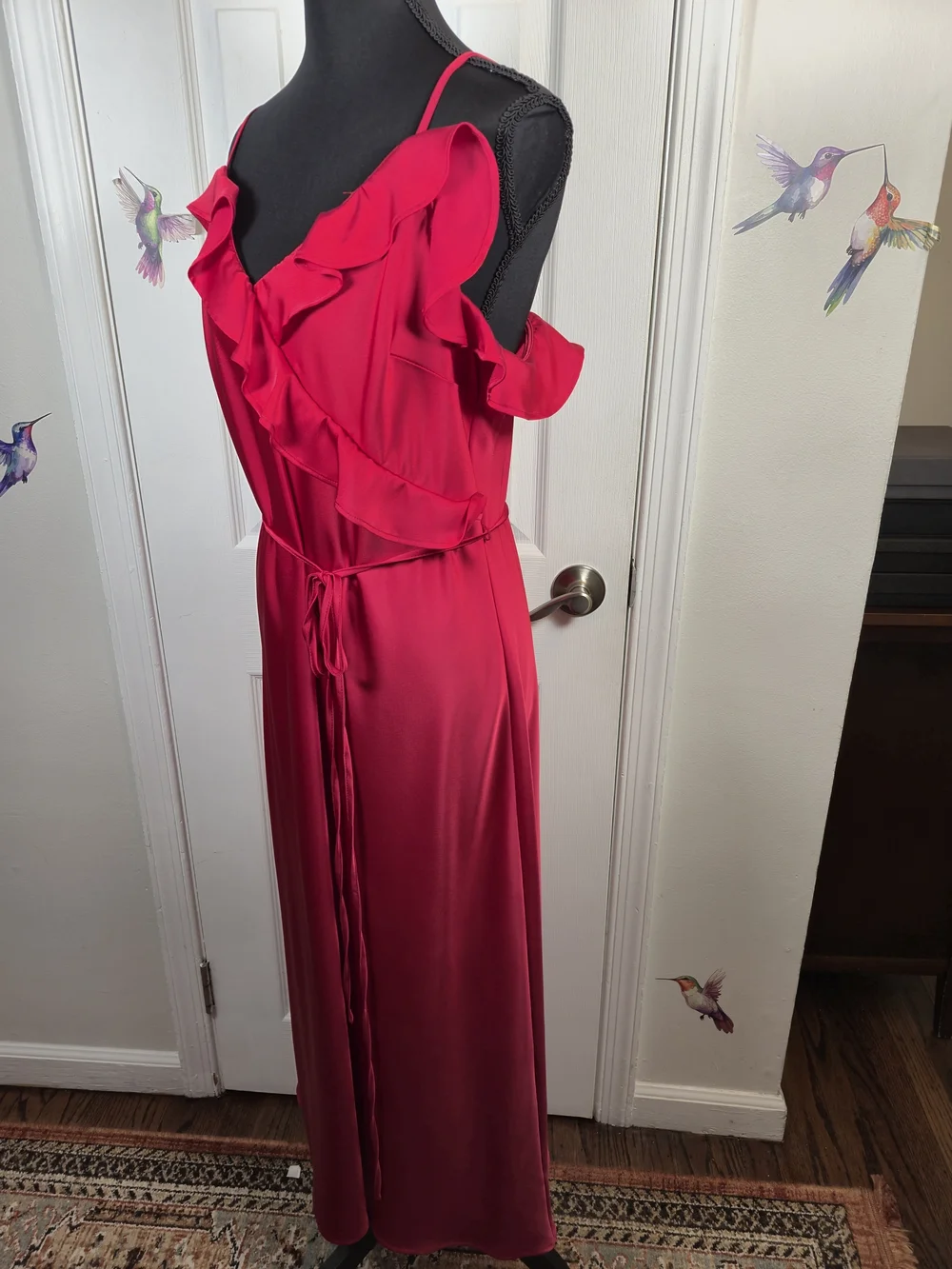 A New Day Ruffle Faux Wrap Maxi Dress Red Size L - Picture 4 of 7